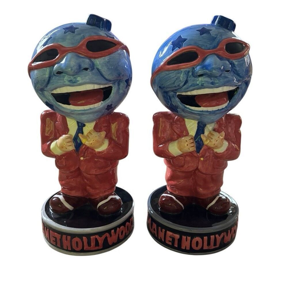 2 Planet Hollywood Mr. Man Globehead Planters